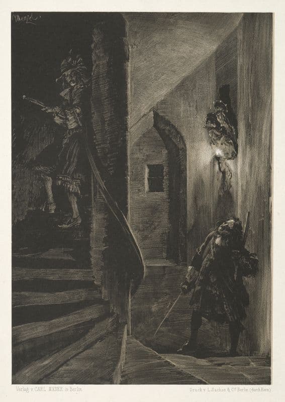 Essay on Stone with Brush and Scraper; Chase on the Winding Staircase as a canvas print