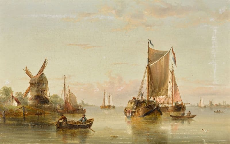 Estuary Scene with Coastal Vessels as a canvas print