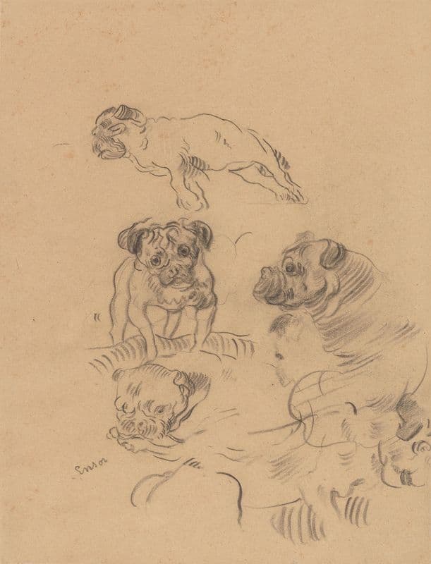 Etude de chiens as a canvas print