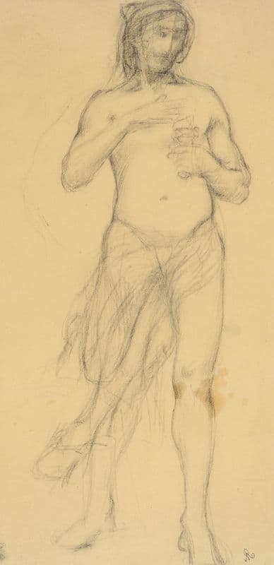 Etude d’un homme drapé à mi-corps, tenant une coupe as a canvas print