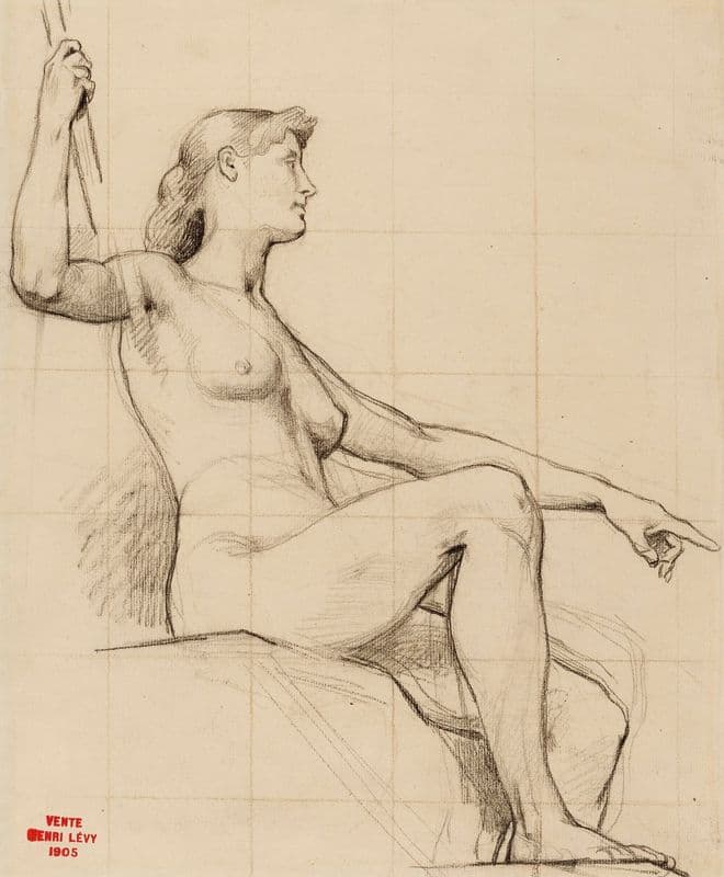 Etude d’une femme nue assise as a canvas print
