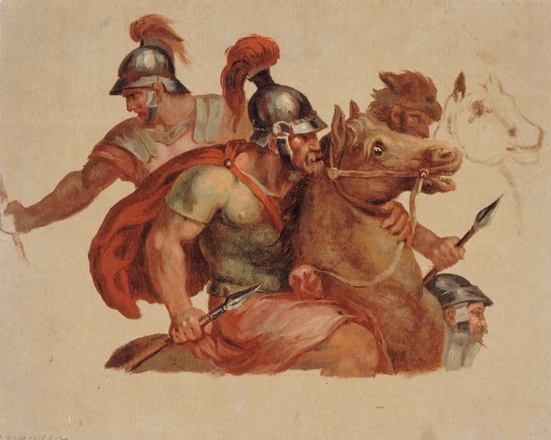 Études de cavaliers antiques, d’après Charles Le Brun as a canvas print