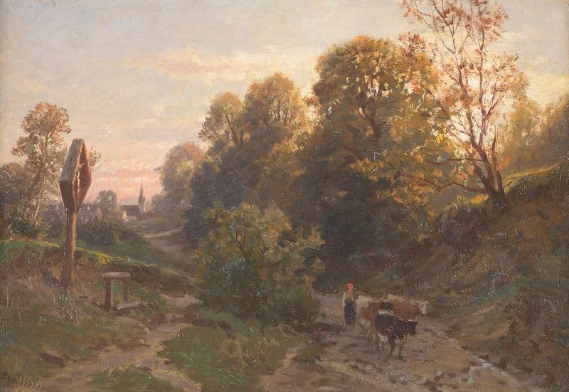 Evening on the countryside as a canvas print
