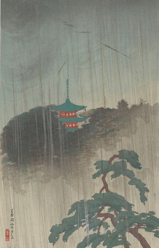 Evening Rain at Maruyama, Shiba as a canvas print
