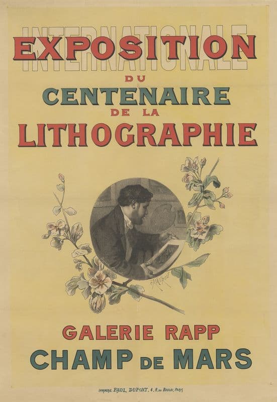 Exposition Internationale du Centenaire de la lithographie. Galerie Rapp, Champ de Mars as a canvas print