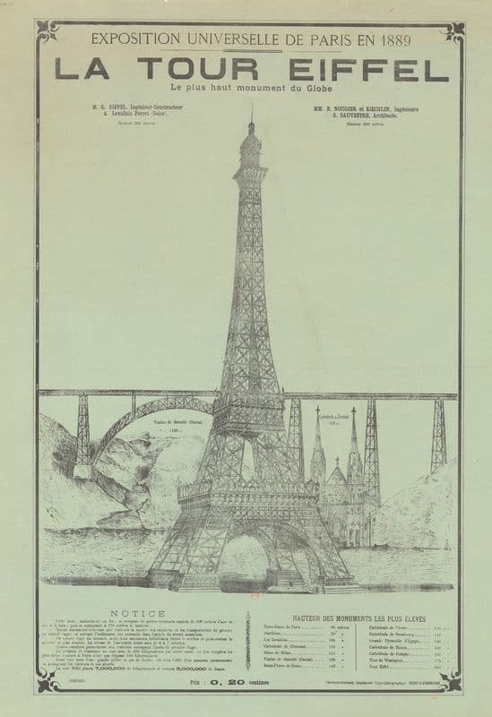 Exposition Universelle de Paris en 1889. La Tour Eiffel, le plus haut monument du globe as a canvas print