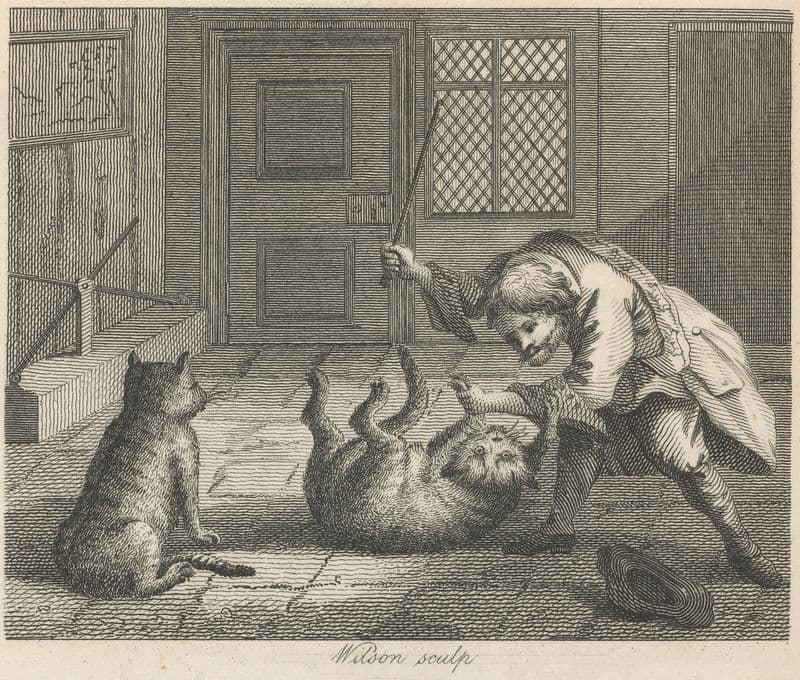 Fable XXI. The Rat-catcher and Cats as a canvas print