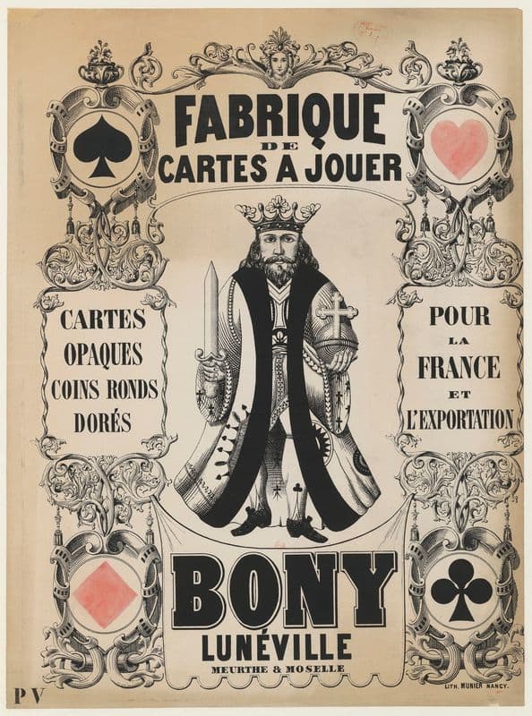 Fabrique de cartes à jouer – cartes opaques coins ronds dorés, pour la France et l’exportation as a canvas print