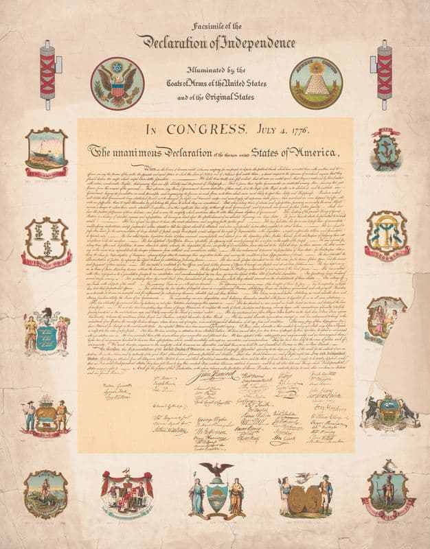 Facsimile of the Declaration on Independence as a canvas print