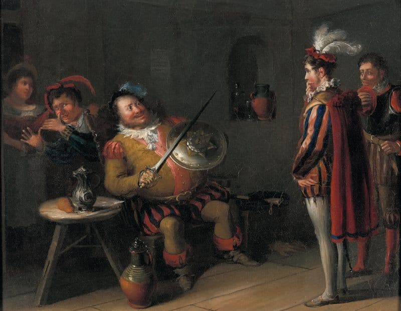 Falstaff boasting to Prince Hal and Poins (1820s) as a canvas print