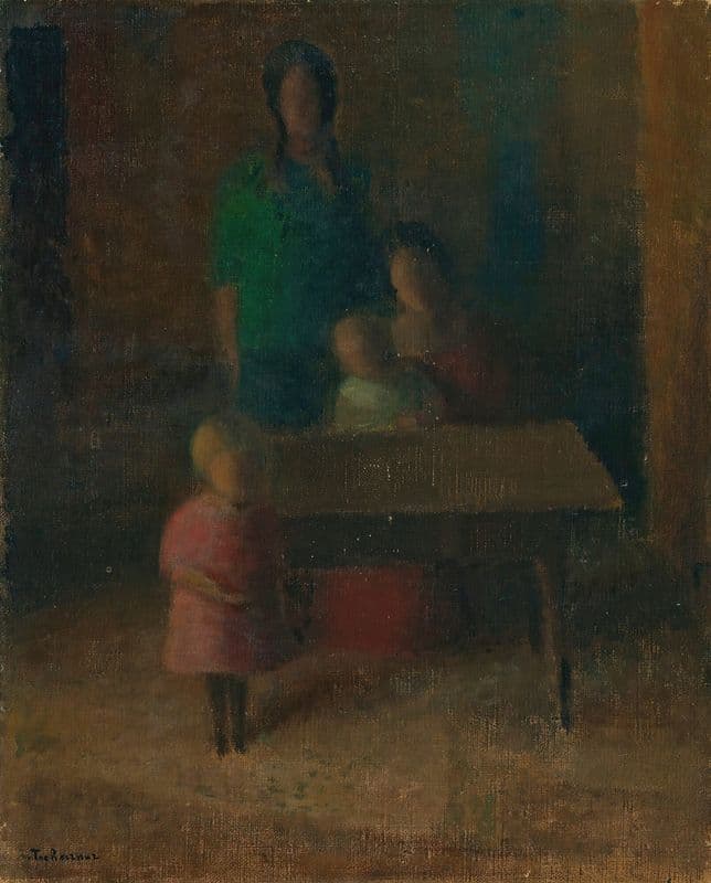 Familie Am Tisch as a canvas print