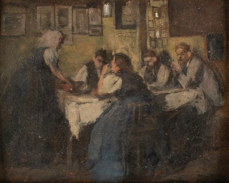 Family from the Black Forest at the table (study) as a canvas print