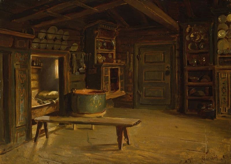 Farm Interior from Gulsvik in Hallingdal as a canvas print