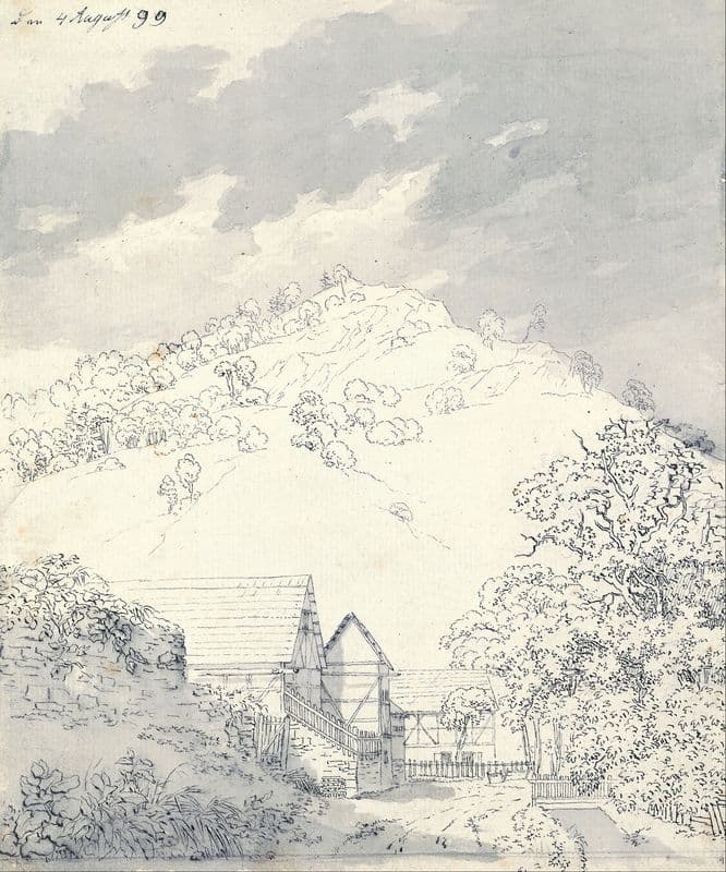 Farmhouses by a Hillside as a canvas print