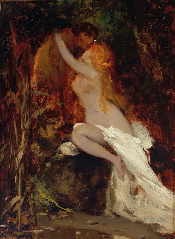 Faun And Nymph (1865-66) as a canvas print