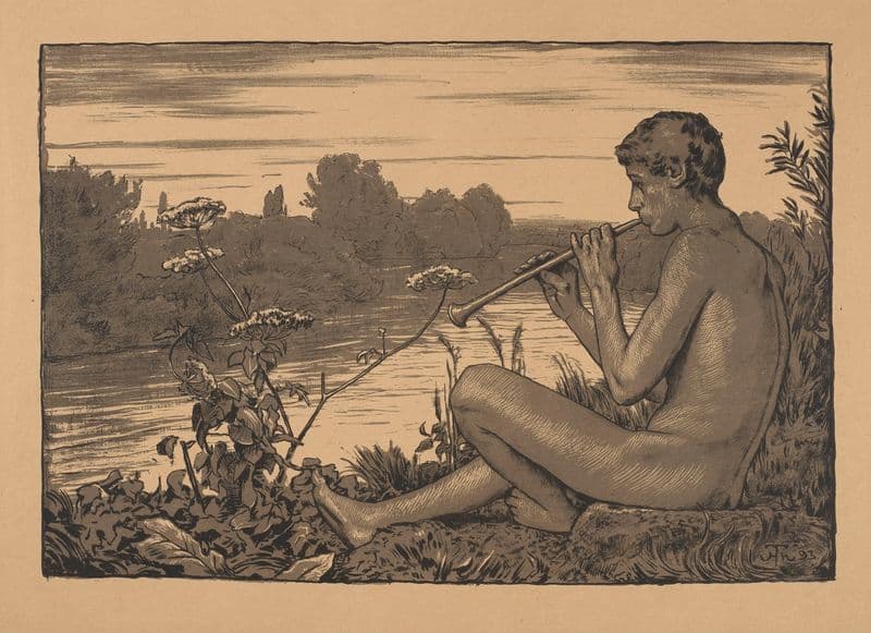 Faun Playing the Flute as a canvas print