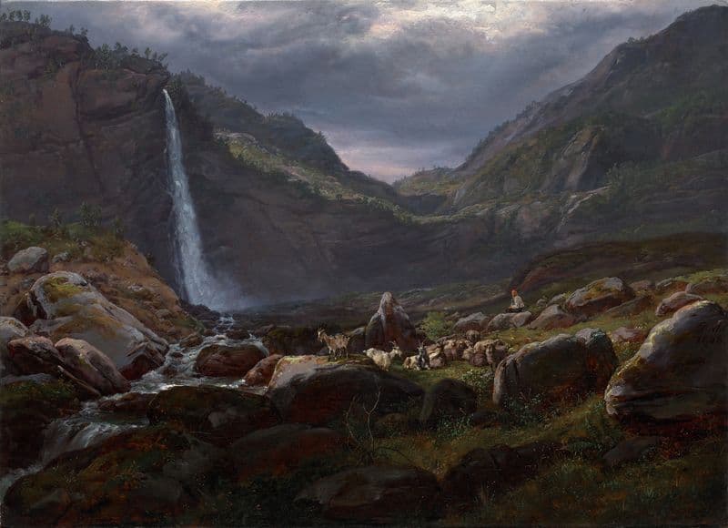 Feige Waterfall (Feigefossen), Lysterfjord, Norway as a canvas print