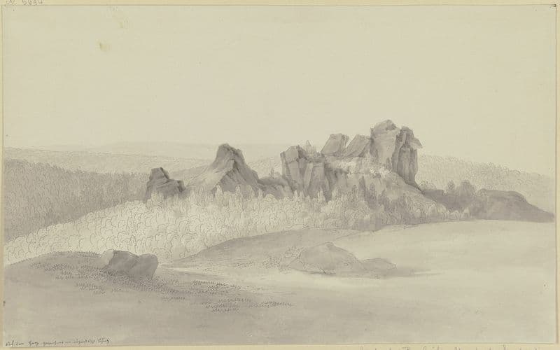 Felsengruppe auf einer bewaldeten Berghöhe im Harz as a canvas print