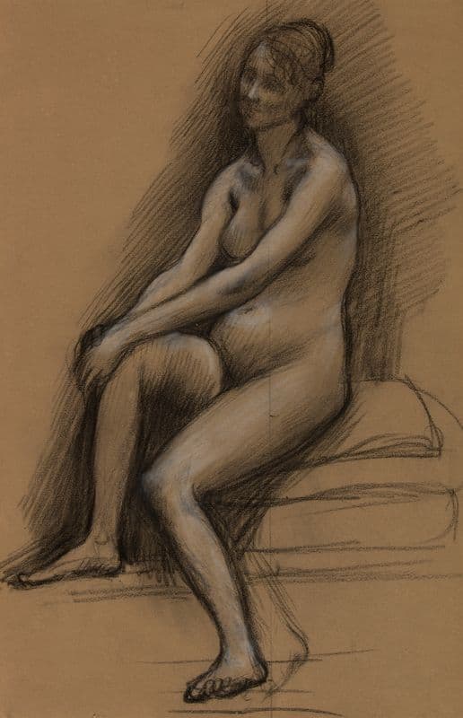Femme nue, assise de trois-quarts à gauche (1886-1889) as a canvas print