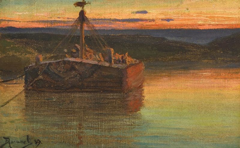 Ferry at Sunset as a canvas print
