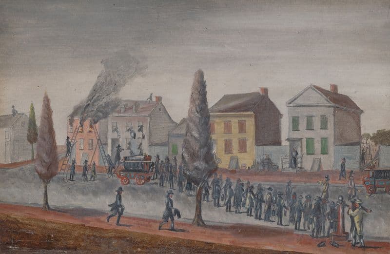 Fighting a Fire (1870s) as a canvas print