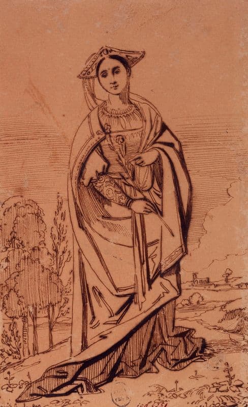 Figure de sainte dans le goût du XVIème siècle (1806 - 1867) as a canvas print