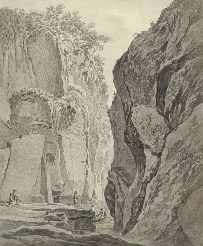 Figures Boating in a Gorge near Sorrento as a canvas print