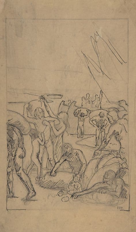 Figures Unloading Cargo from Sailing Vessels (19th century) as a canvas print