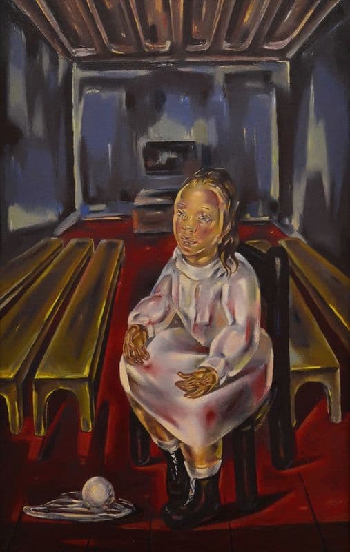 Fillette assise (dans la salle aux bancs) as a canvas print
