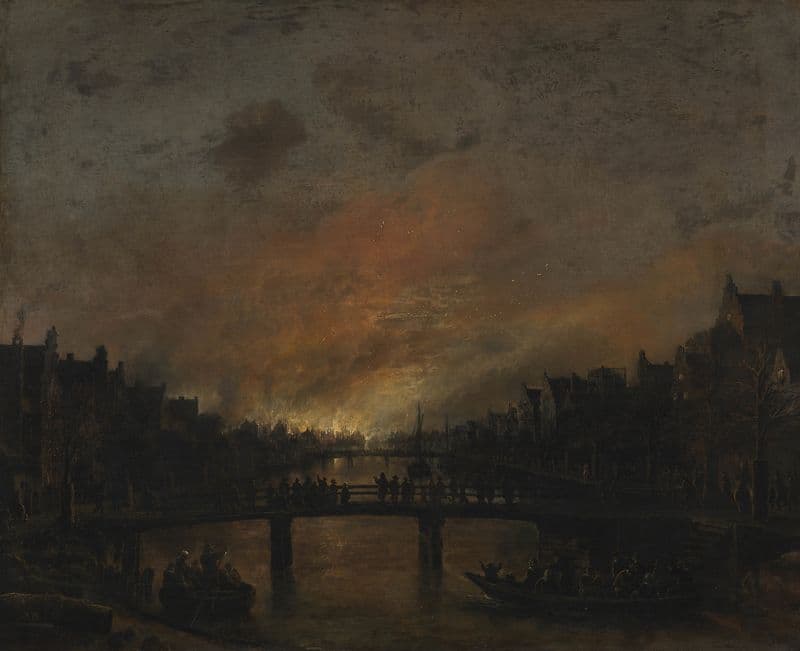 Fire at Amsterdam by Night (1618 – 1677) as a canvas print