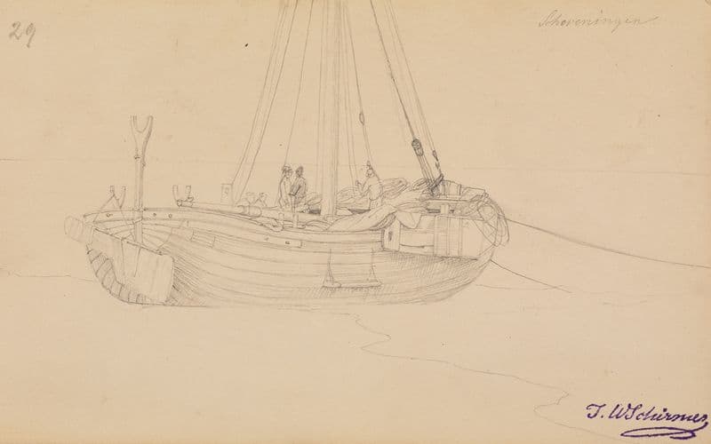 Fischerkahn am Strand von Scheveningen, fol. 29 as a canvas print