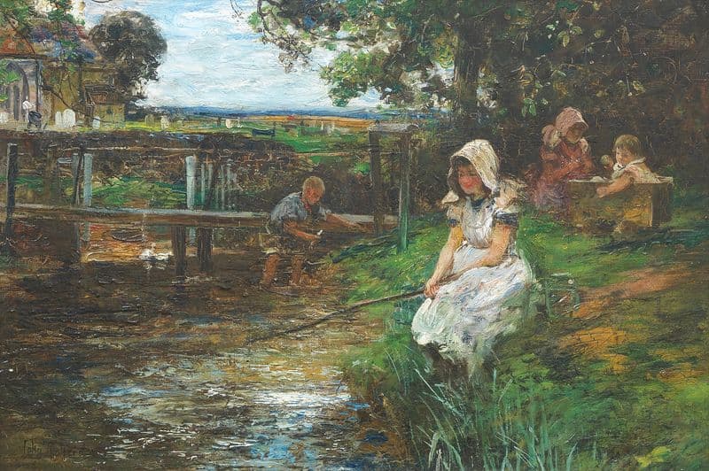 Fishing for Tiddlers as a canvas print