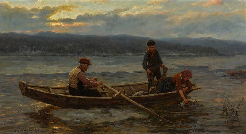 Fishing in the fjords as a canvas print