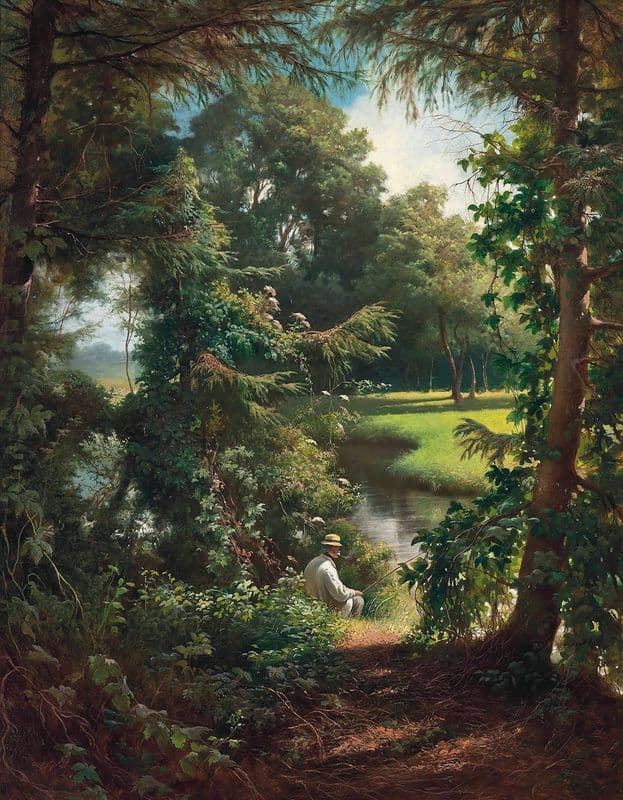 Fishing on a sunny afternoon as a canvas print
