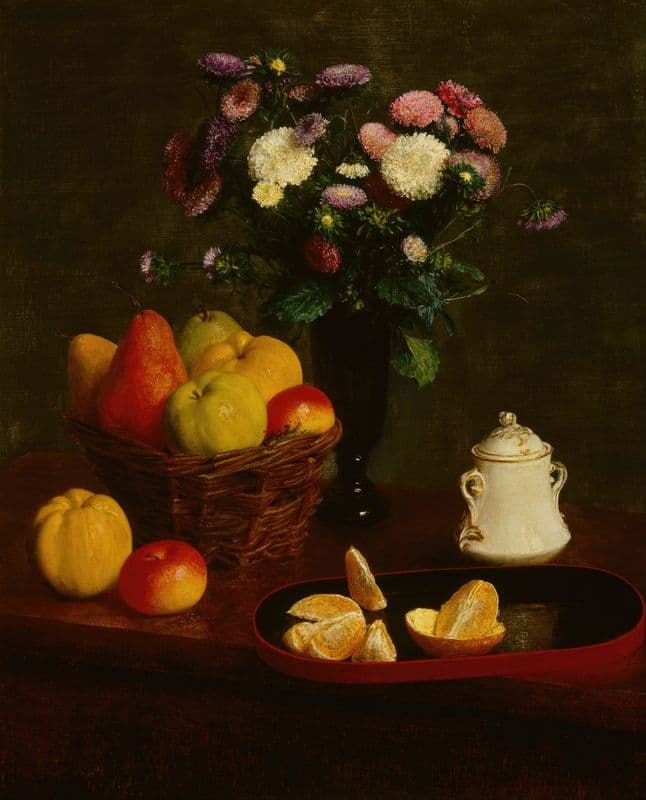 Flowers and fruit as a canvas print