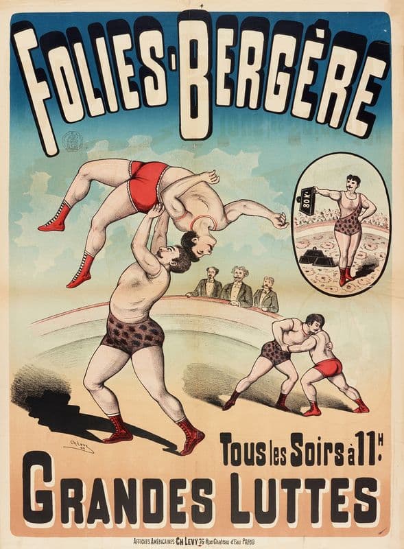 Folies-Bergere Tous Les Soirs À 11h. Grandes Luttes as a canvas print