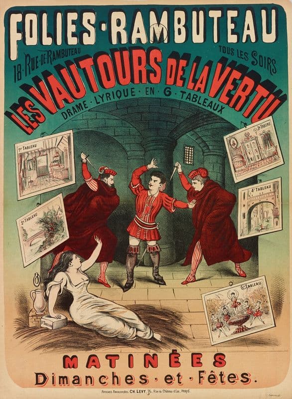 Folies-Rambuteau 18. Rue.De.Rambuteau Tous Les Soirs Les Vautours De La Vertu (1882-1888) as a canvas print