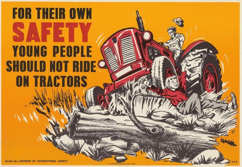 For Their Own Safety Young People Should Not Ride on Tractors (1950s) as a canvas print