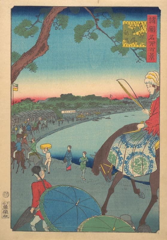 Foreigners Riding Along the Coast at Takanawa in the Eastern Capital as a canvas print