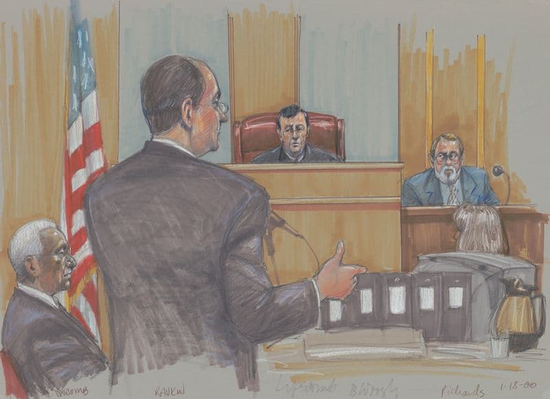 Former Dallas City Council member Albert Louis Lipscomb, lawyer, judge, and others during his corruption trial as a canvas print
