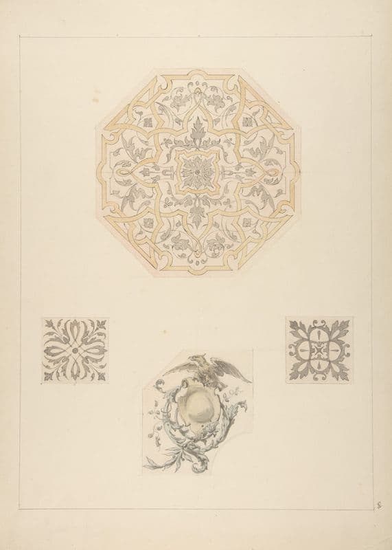 Four designs for decorative motifs (1830–97) as a canvas print