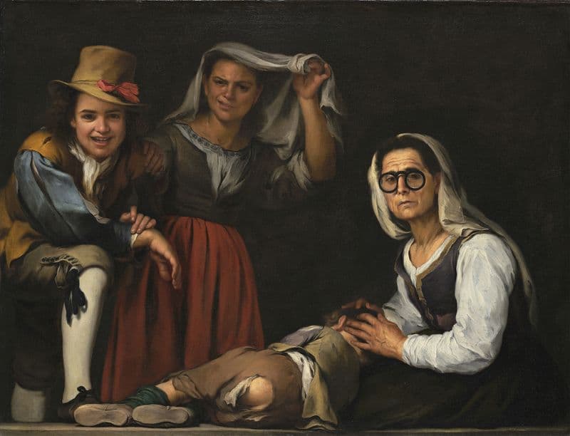 Four Figures On A Step (C.1655) as a canvas print
