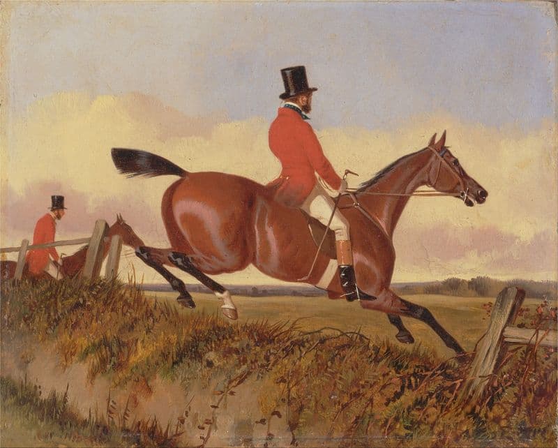 Foxhunting- Clearing a Bank as a canvas print