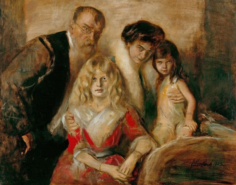 Franz von Lenbach with his wife and daughters as a canvas print