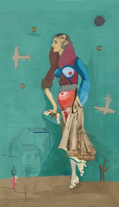 Frau, zwei Flugzeuge, Bomben (around 1940) as a canvas print