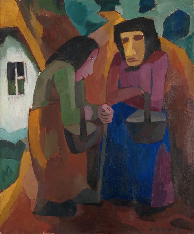 Frauen vor dem Haus as a canvas print