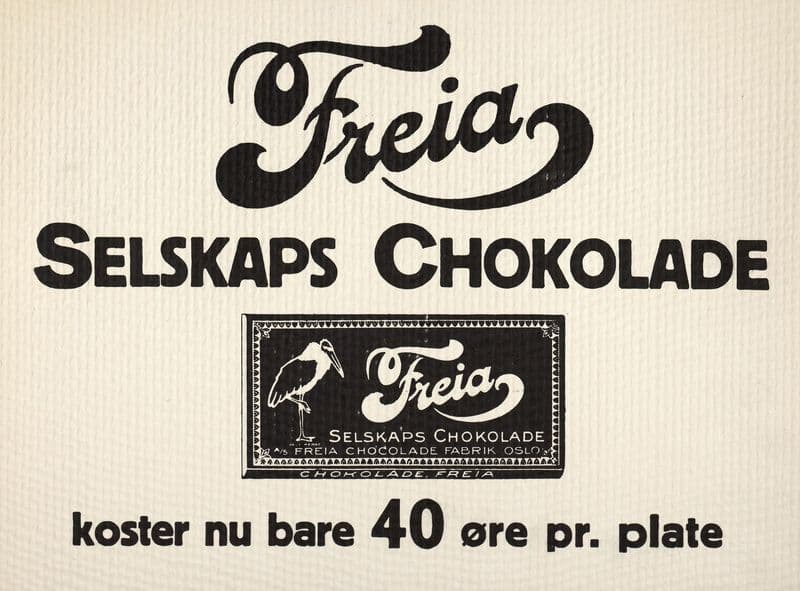 Freia selskaps chokolade koster nu bare 40 øre pr. plate as a canvas print