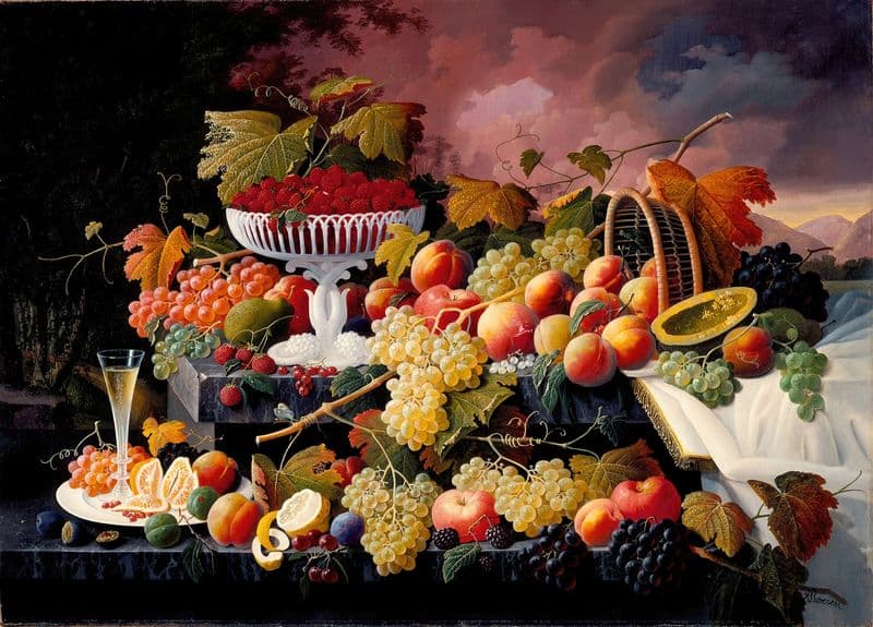 Fruit Still Life in a Landscape (circa 1862-1872) as a canvas print