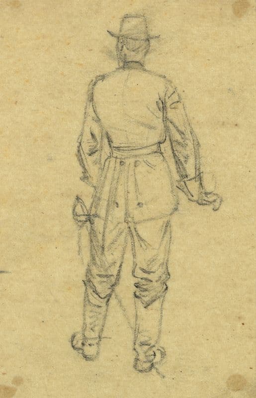 Full-length rear view of standing officer as a canvas print