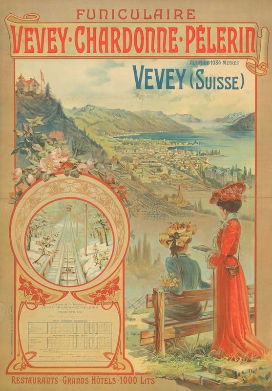 Funiculaire Vevey – Chardonne – Pélerin. Vevey (Suisse) as a canvas print